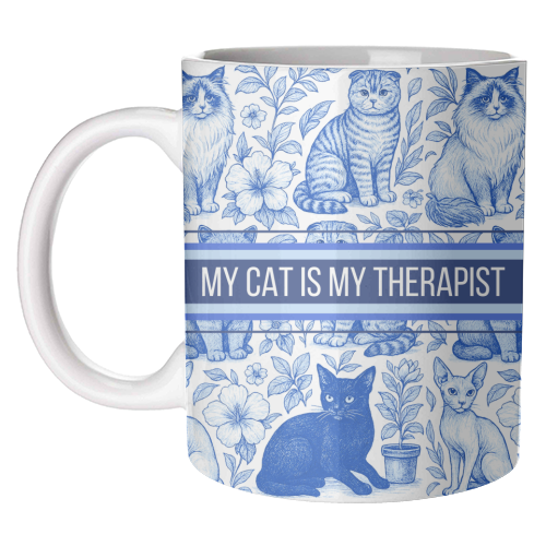 Mugs 'My Cat Is My Therapist toile': Mug Premium 11oz