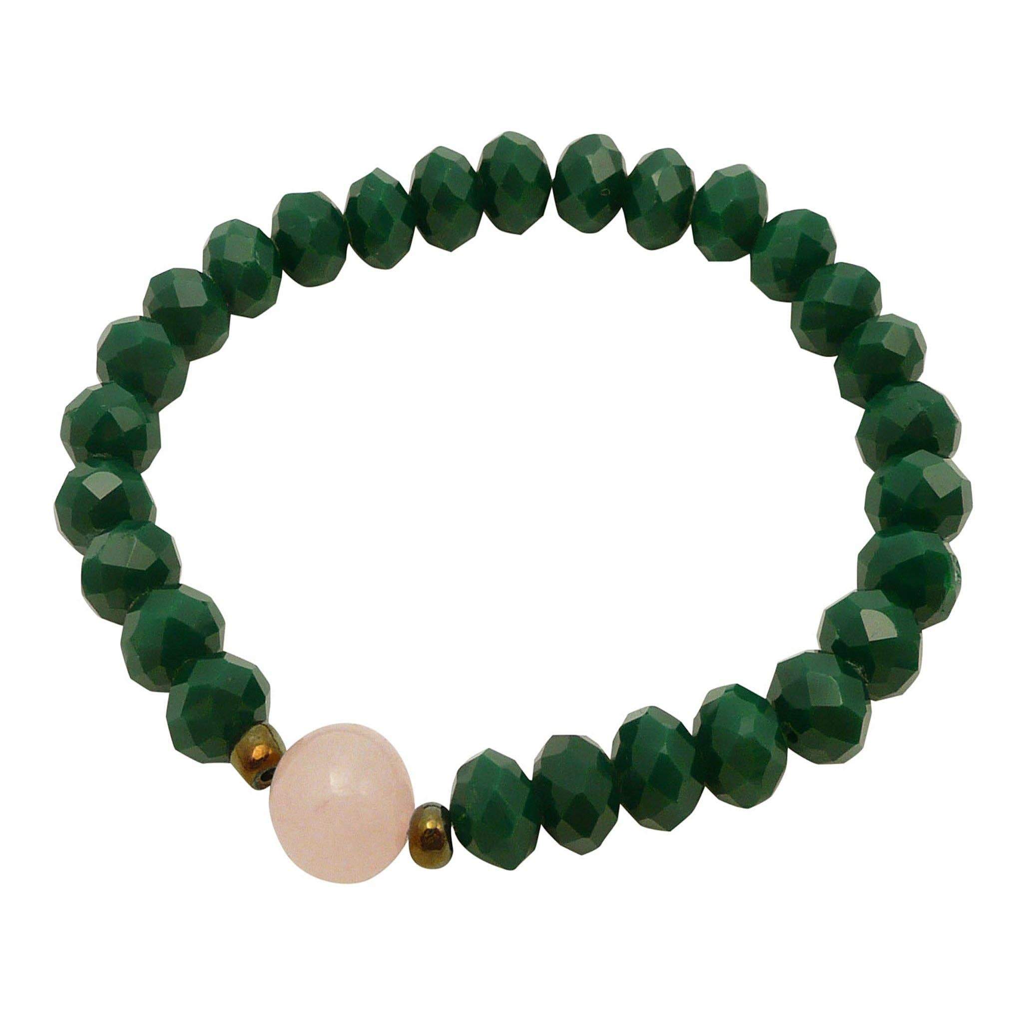 Green and pink quartz bracelet