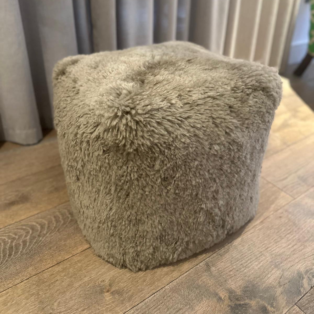 Taupe colour Sheepskin Pouffe