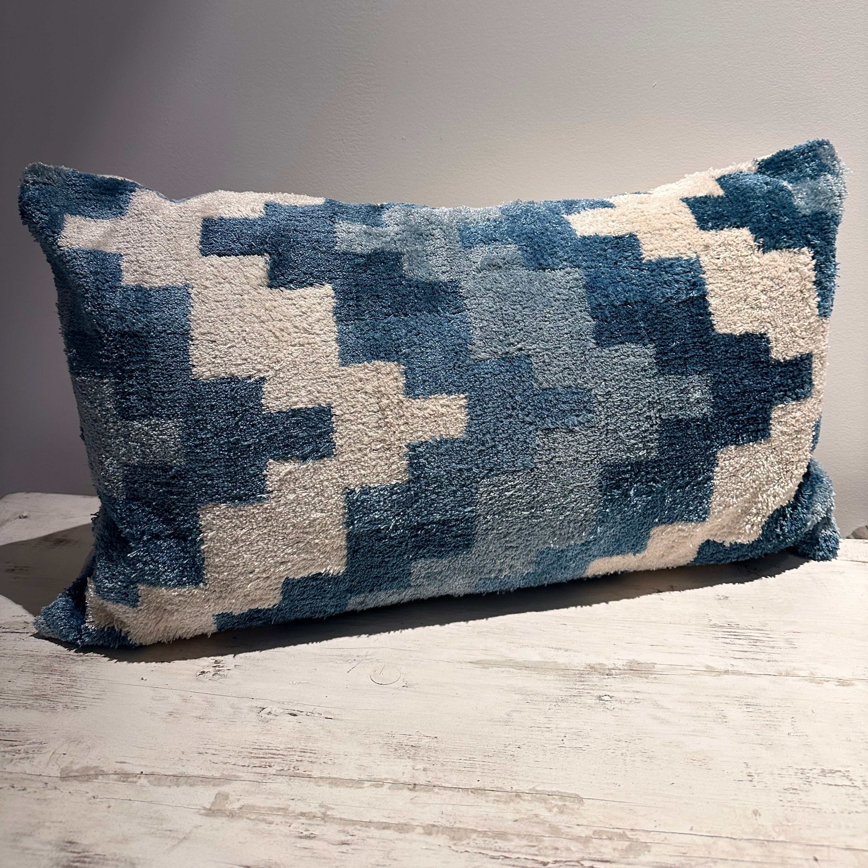 Blue Geo Textured Cushion