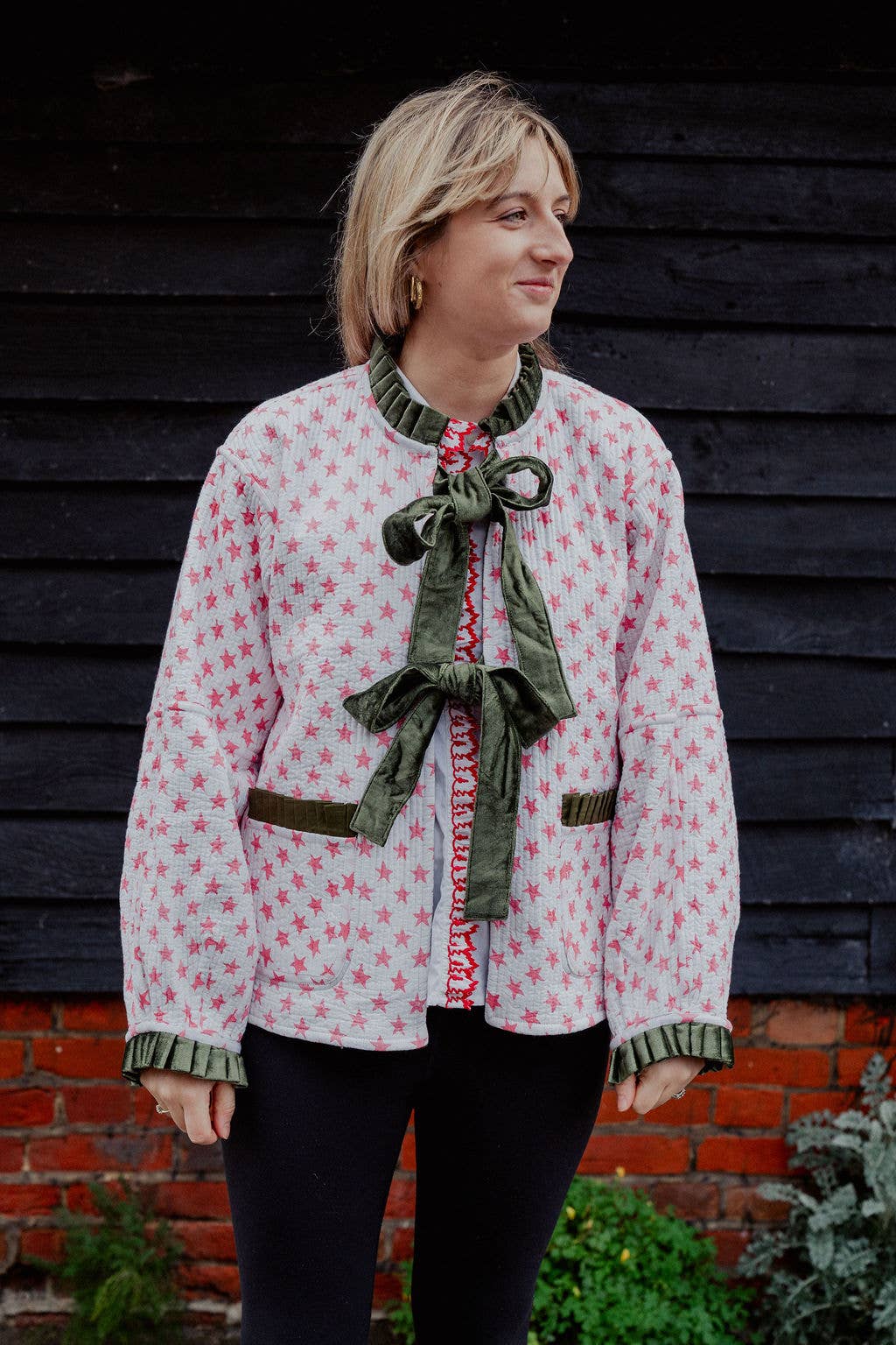 Twizzell Reversible Jacket - Yellow/Green Floral with Pink Star Reverse