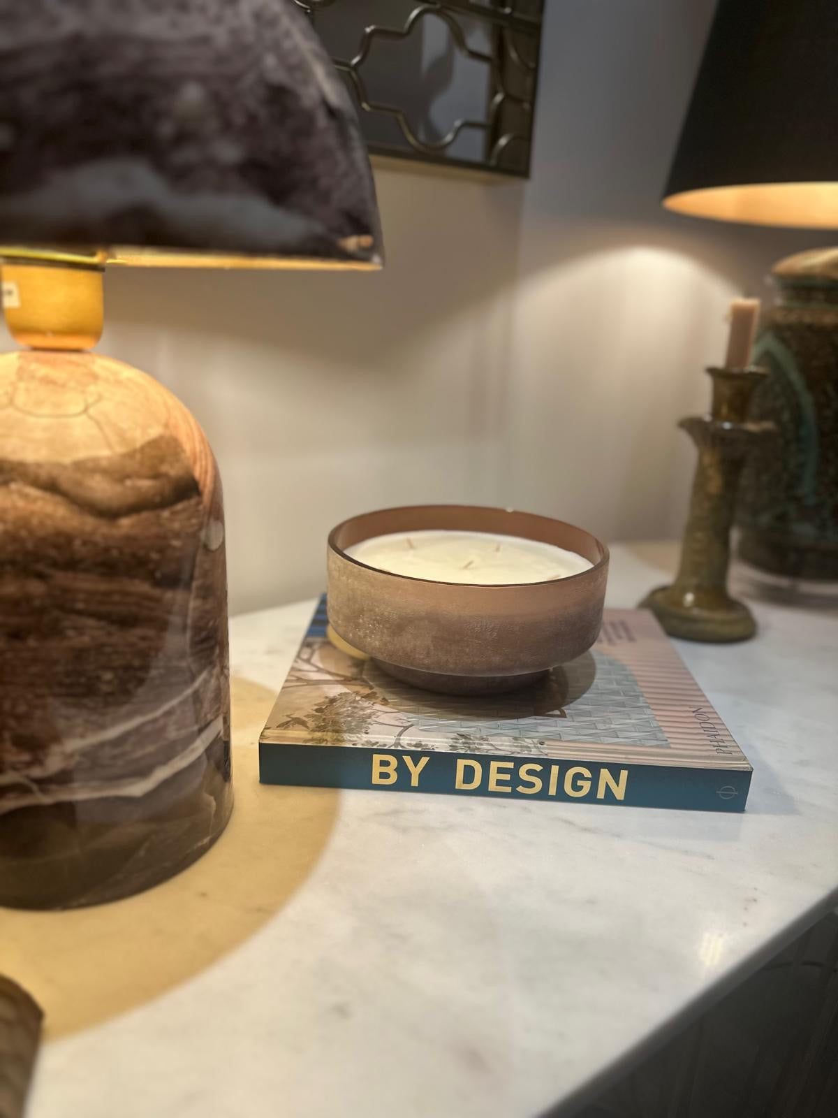 Cedar Candle in Decorative Glass Dish