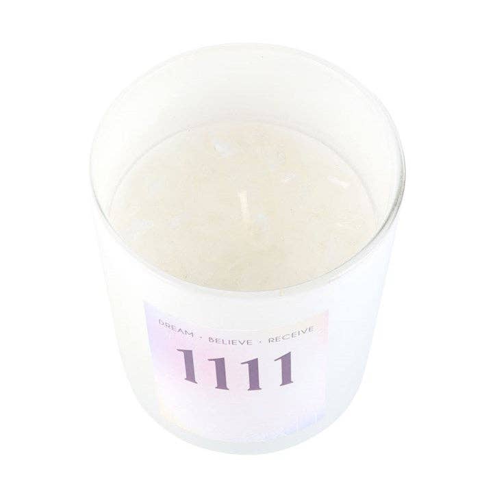 1111 Angel Number Crystal Chip Candle