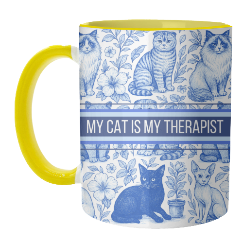 Mugs 'My Cat Is My Therapist toile': Mug Premium 11oz
