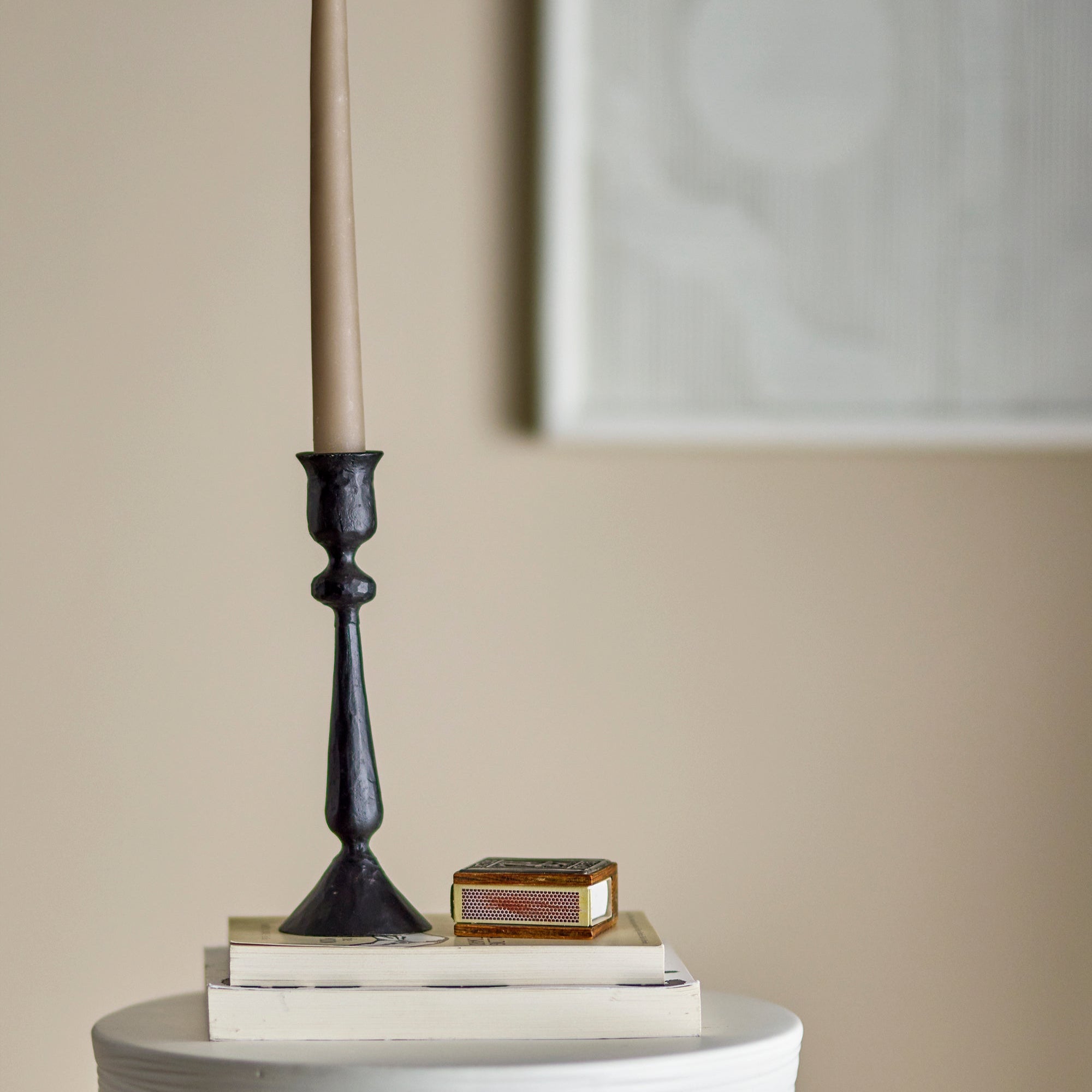 Isac Black Metal Candle Holder Large