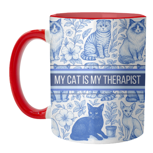 Mugs 'My Cat Is My Therapist toile': Mug Premium 11oz