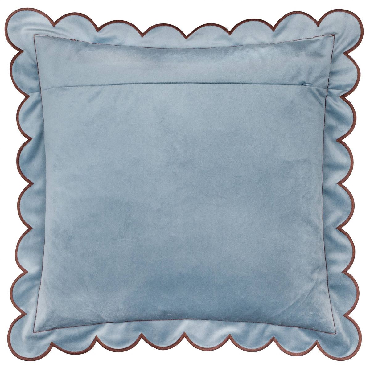 Lil Scallop Velvet Cushion Blue/Brown: Blue/Brown / Cover Only / 45 x 45cm