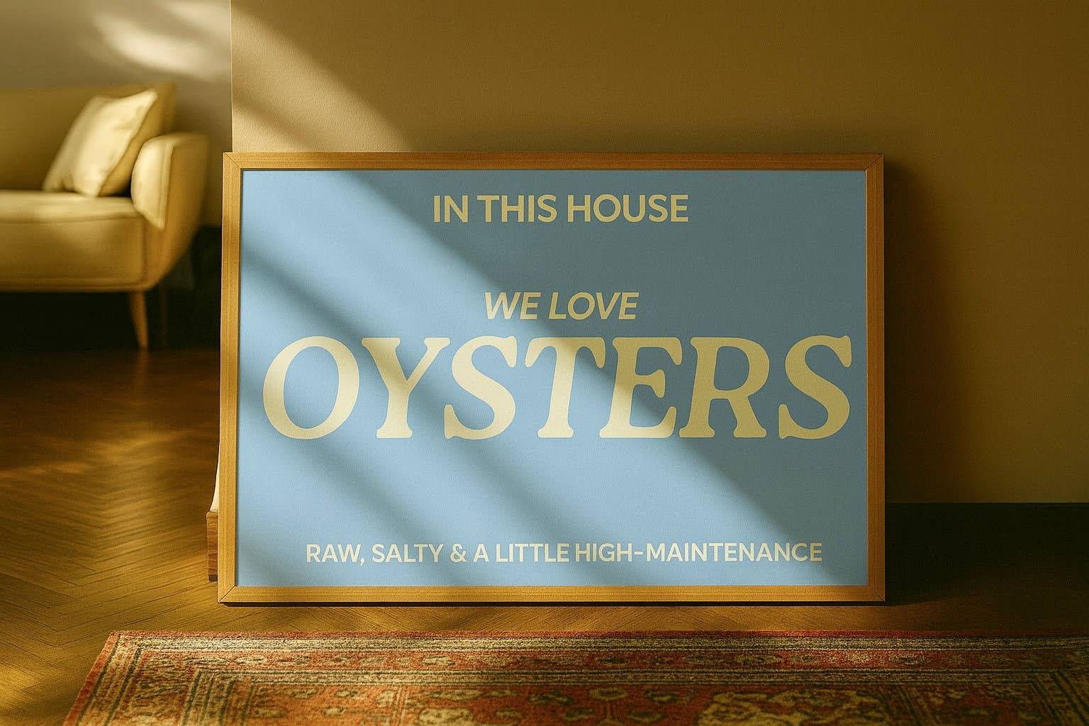 In this house we love Oysters Typography print: A4