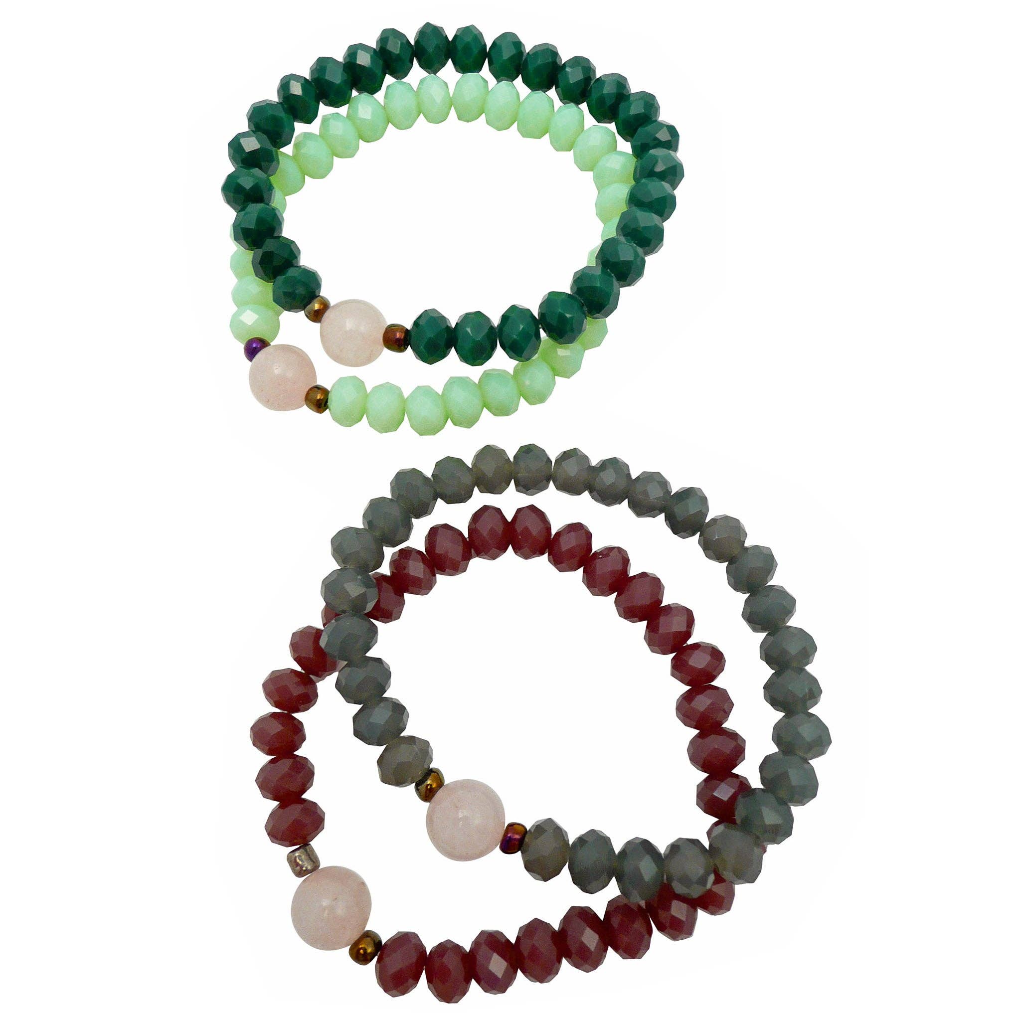 Green and pink quartz bracelet