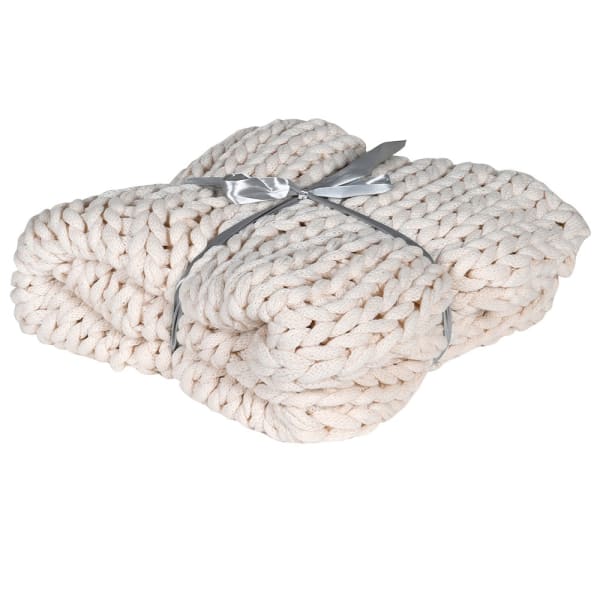 Cream Chunky Hand Knit Throw