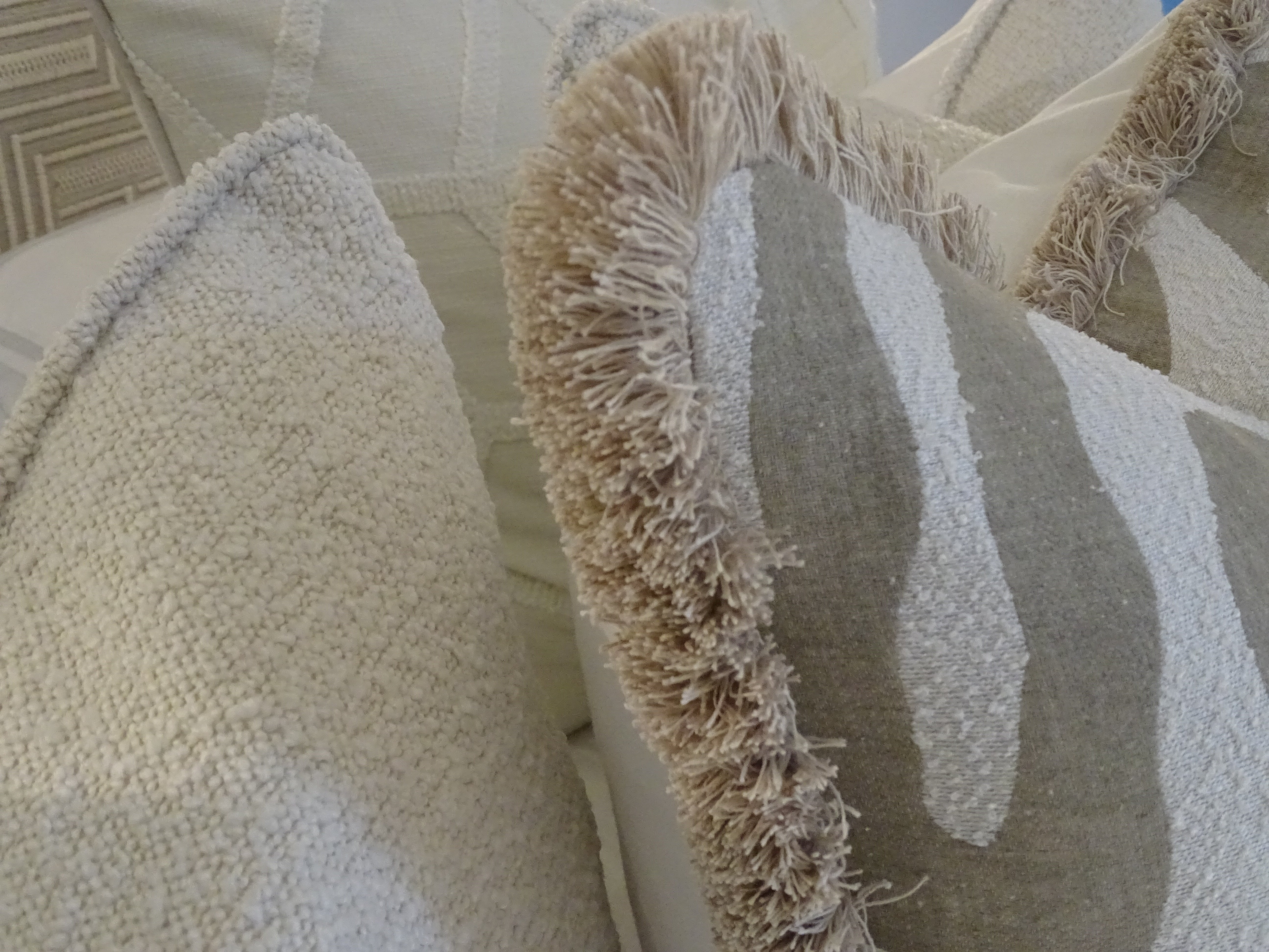 Swirl Geometric Square Cushion 22 inches with Fringe Trim