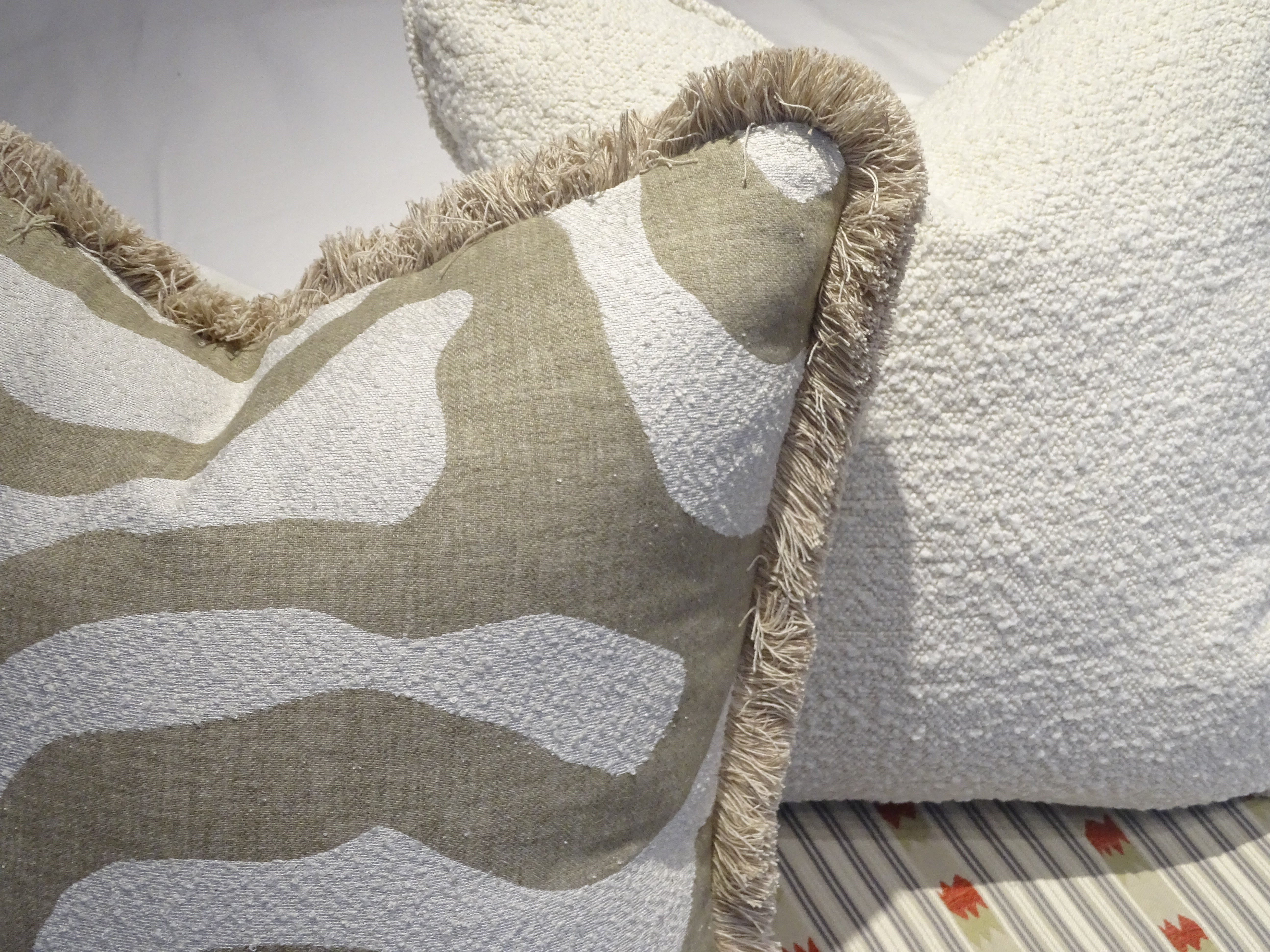 Swirl Geometric Square Cushion 22 inches with Fringe Trim