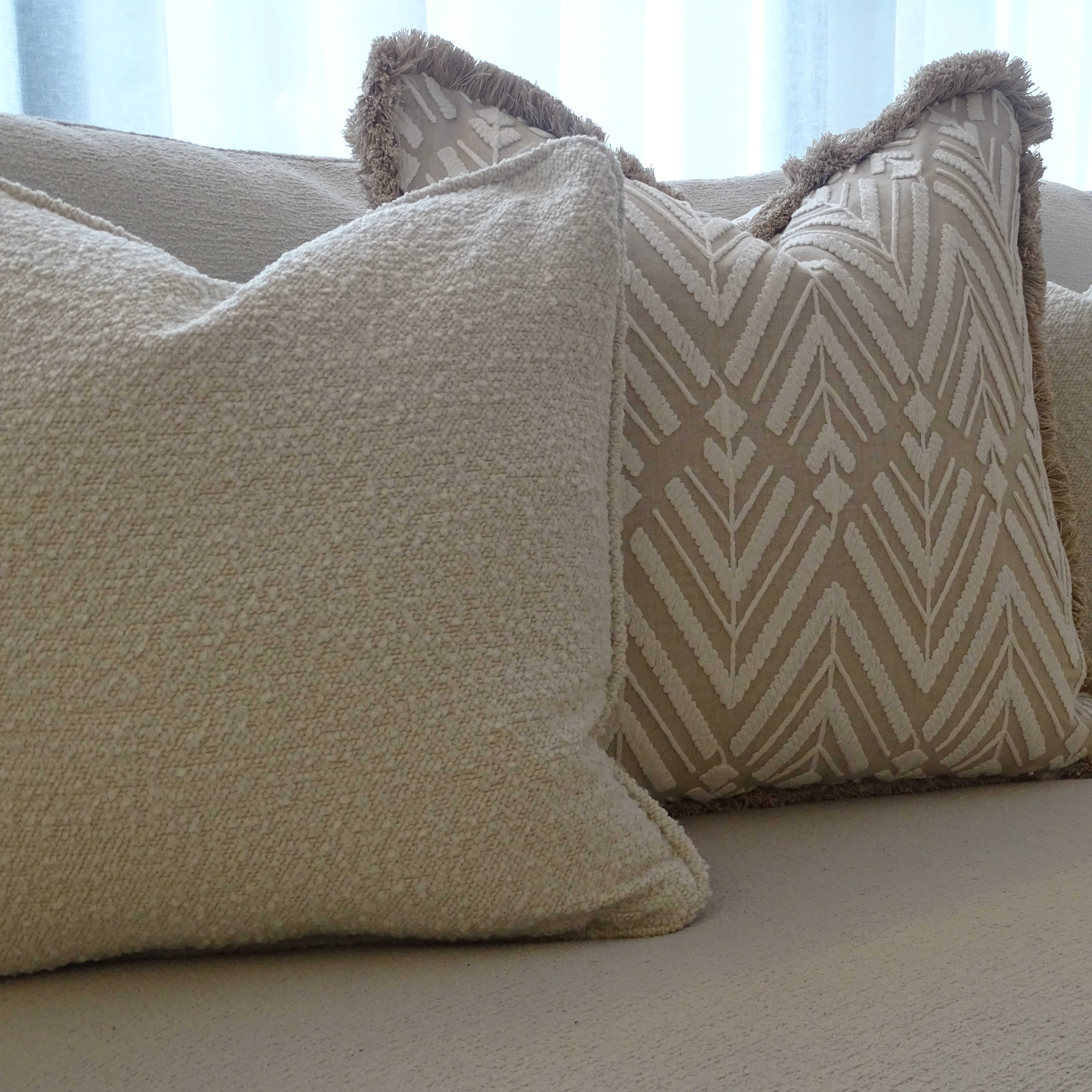 Boucle Textured Cushion 20 inches with Boucle Piping