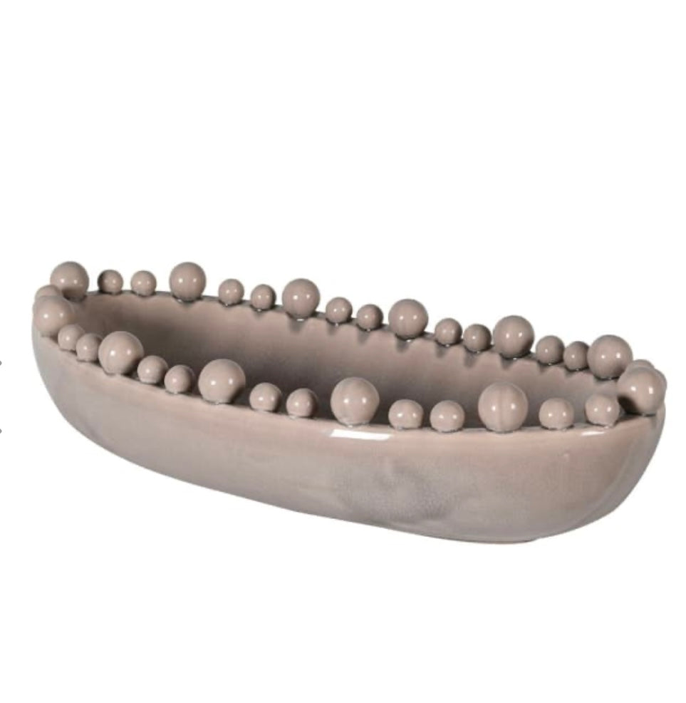 Grey Oval Ceramic Bobble Bowl