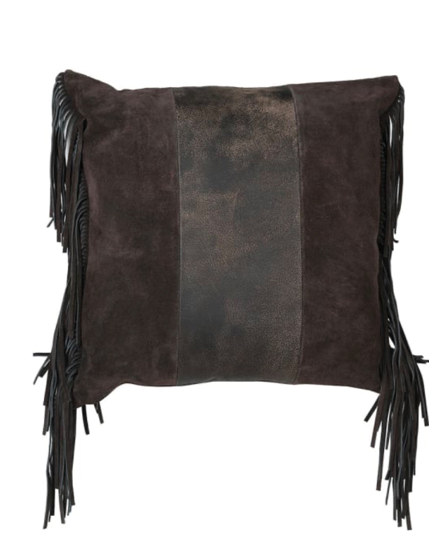 Leather Suede Fringe Cushion