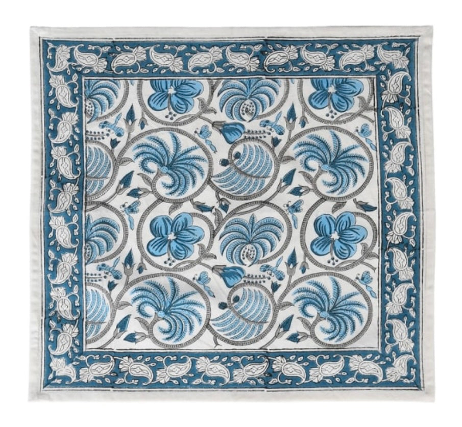 set of four hand black print monsteria napkins