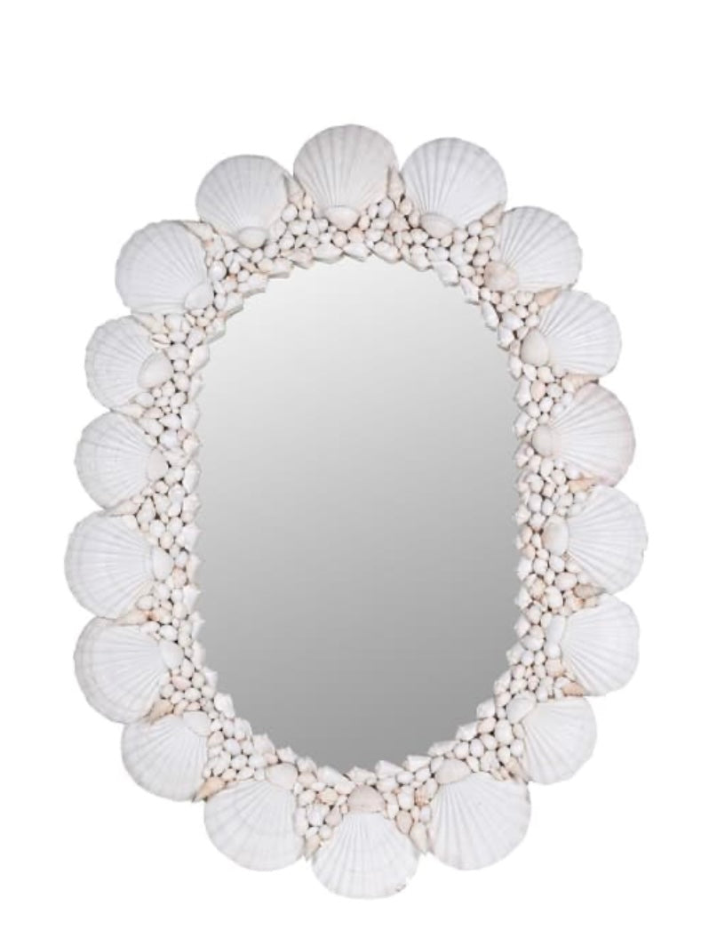 handcrafted oval shell mirror