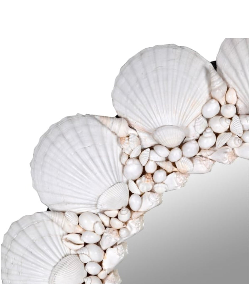 handcrafted oval shell mirror