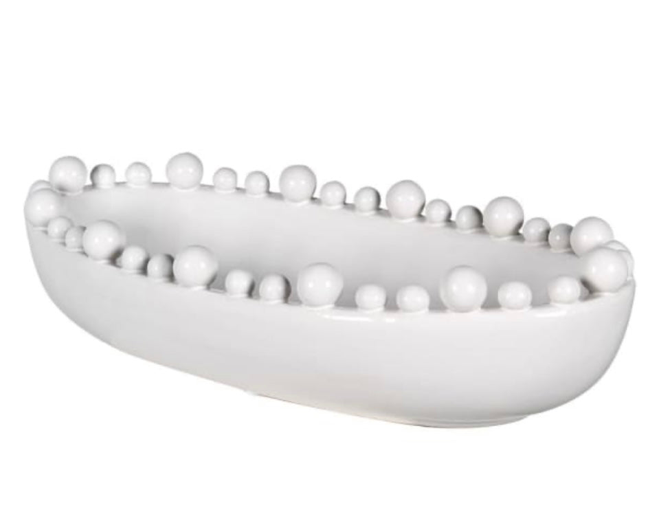 White Ceramic Oval Bowl