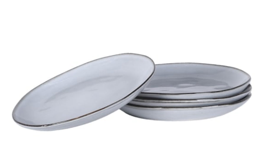 Set of 4 ceramic textured Dinner Plates
