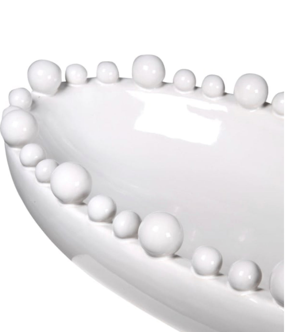 White Ceramic Oval Bowl