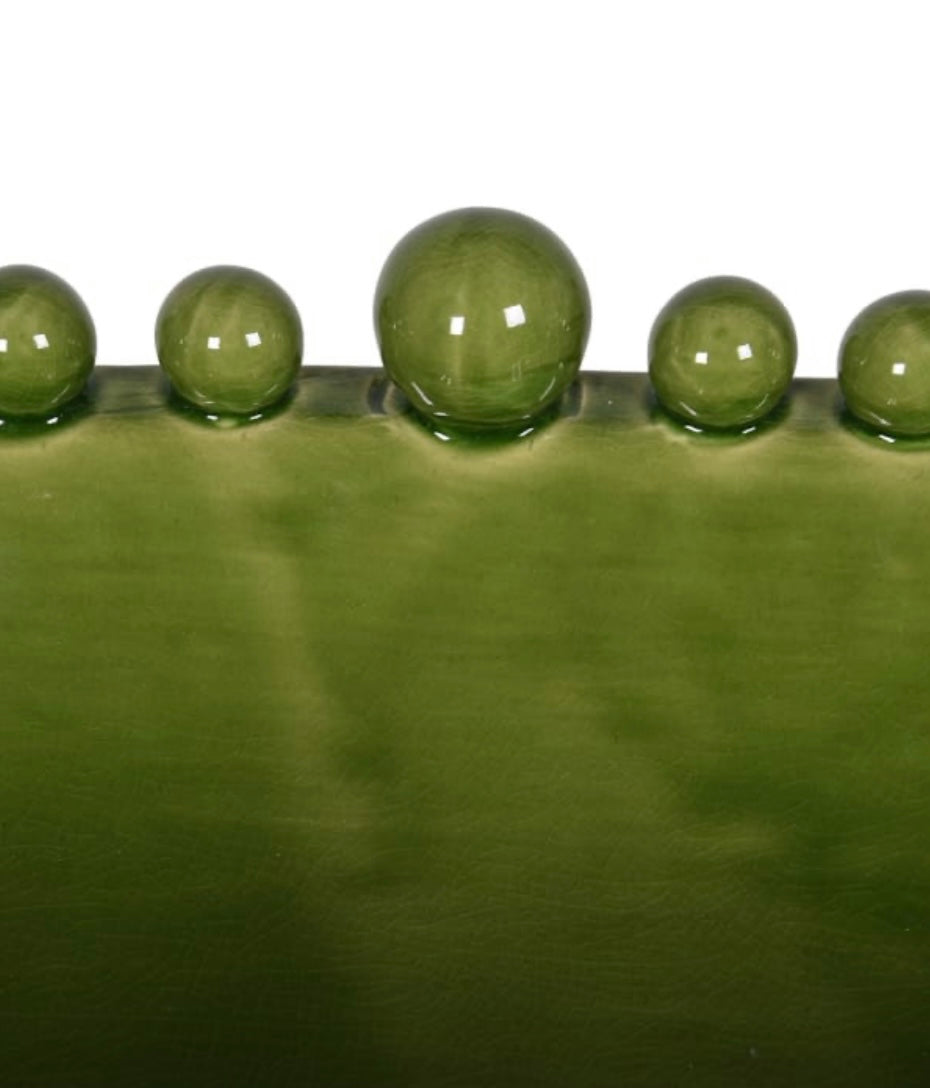 Green Oval Ceramic Bobble Bowl