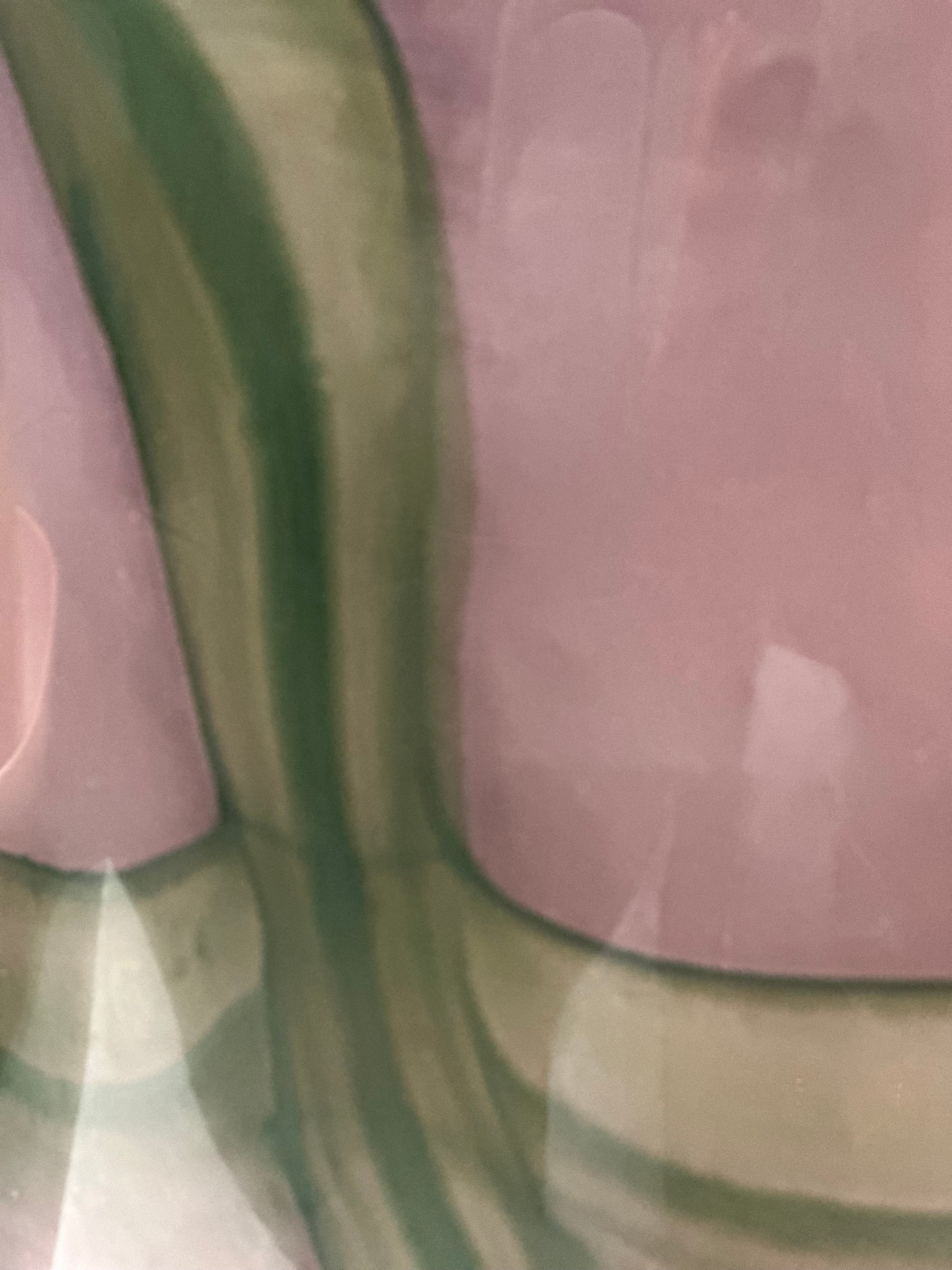 Large Green & Violet Coloured Glass Vases