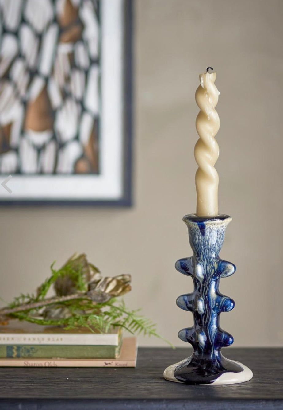 Cole candle holder, blue stone wear by Bloomingville