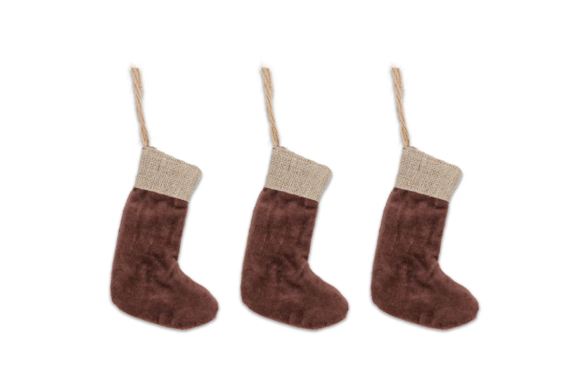 Karru Cotton Velvet Mini Stocking - Rich Mocha - (Set of 3)