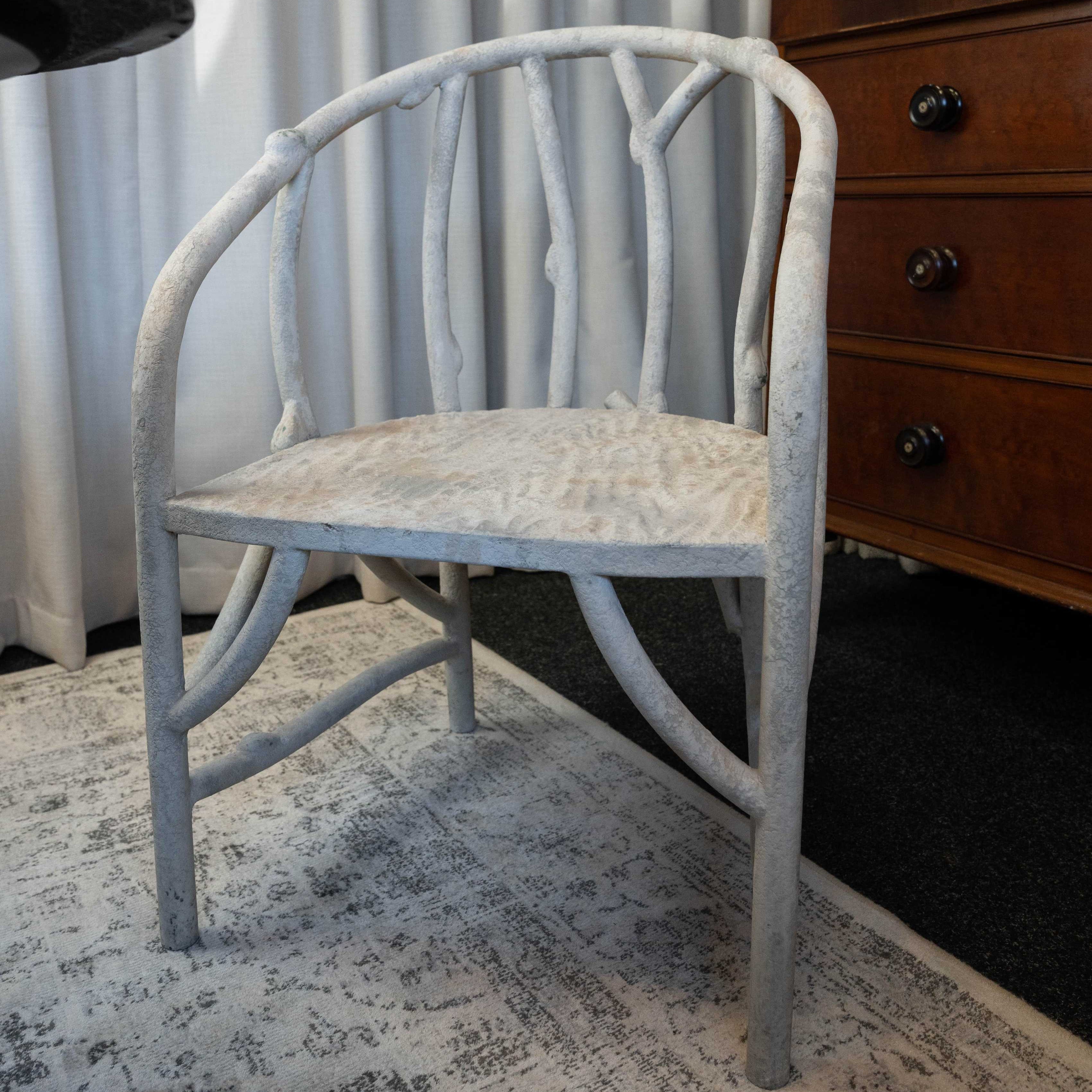 Rustic Faux Bois Iron Chair