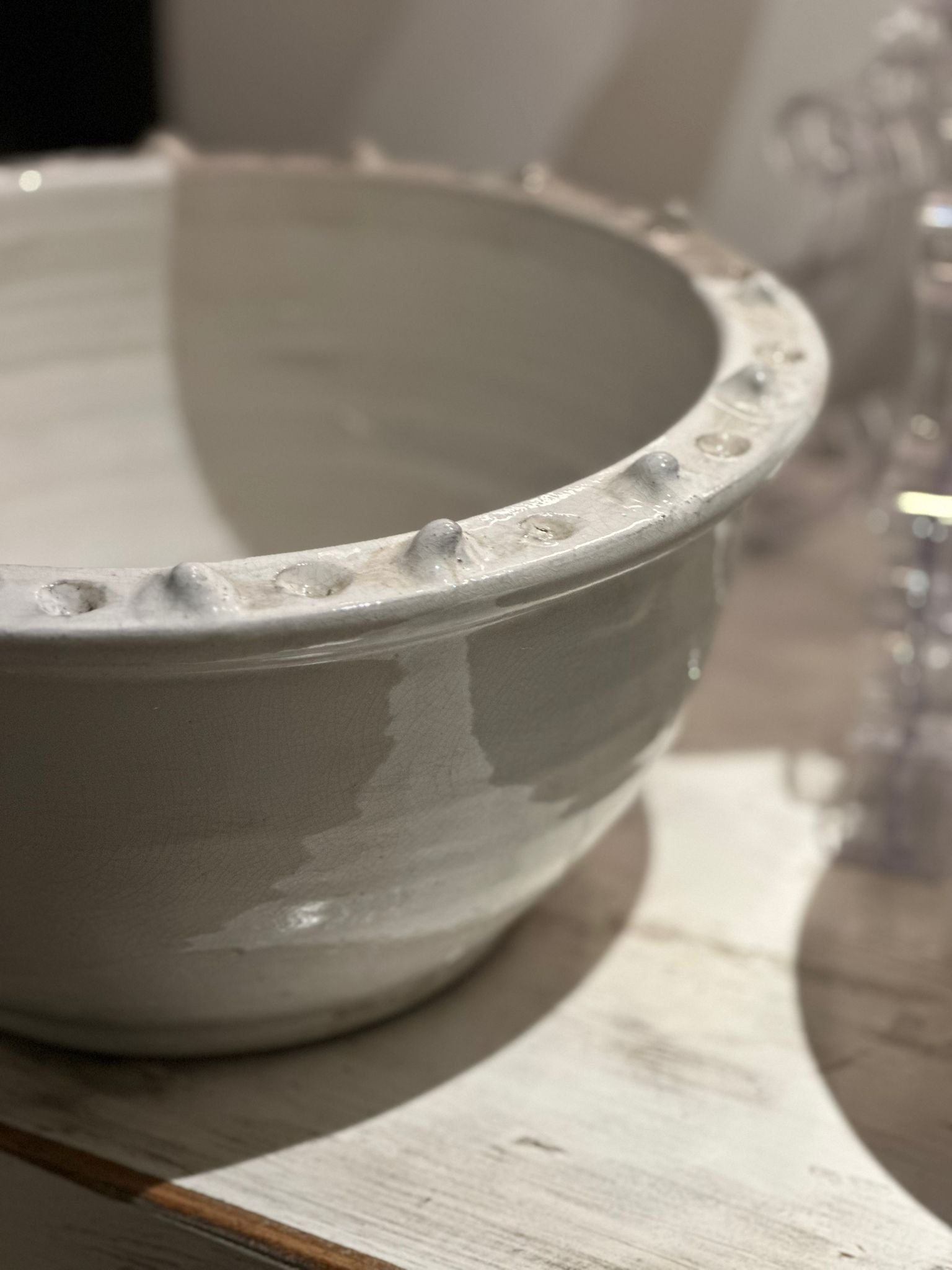 Distressed White Ceramic Bowl