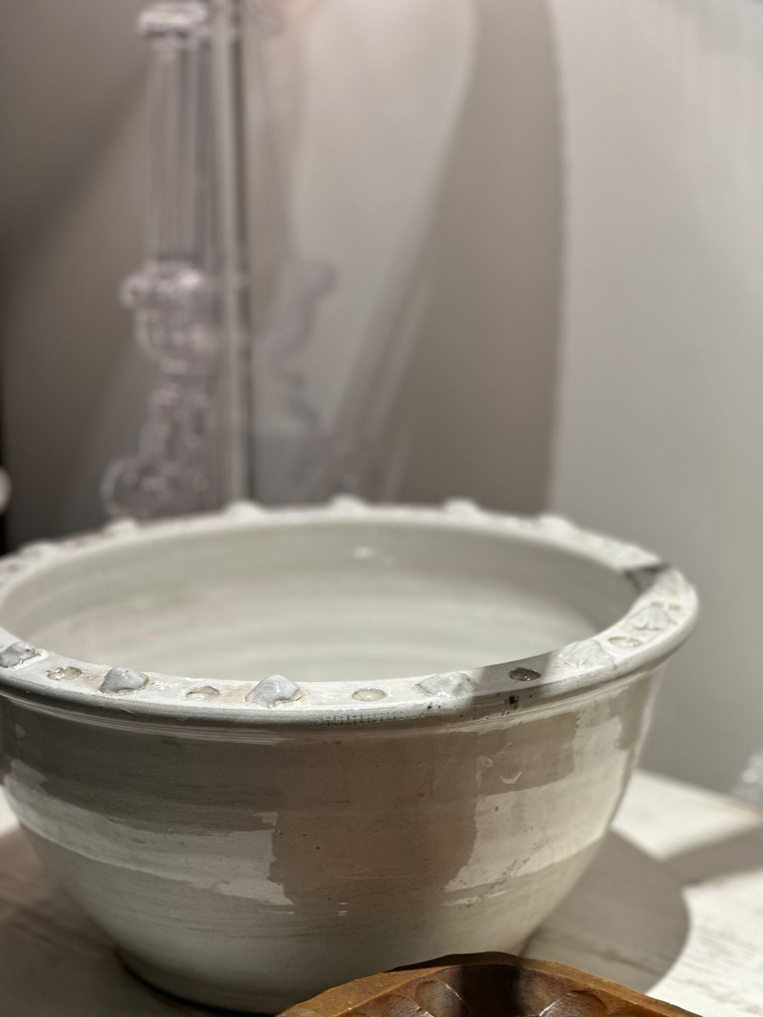 Distressed White Ceramic Bowl