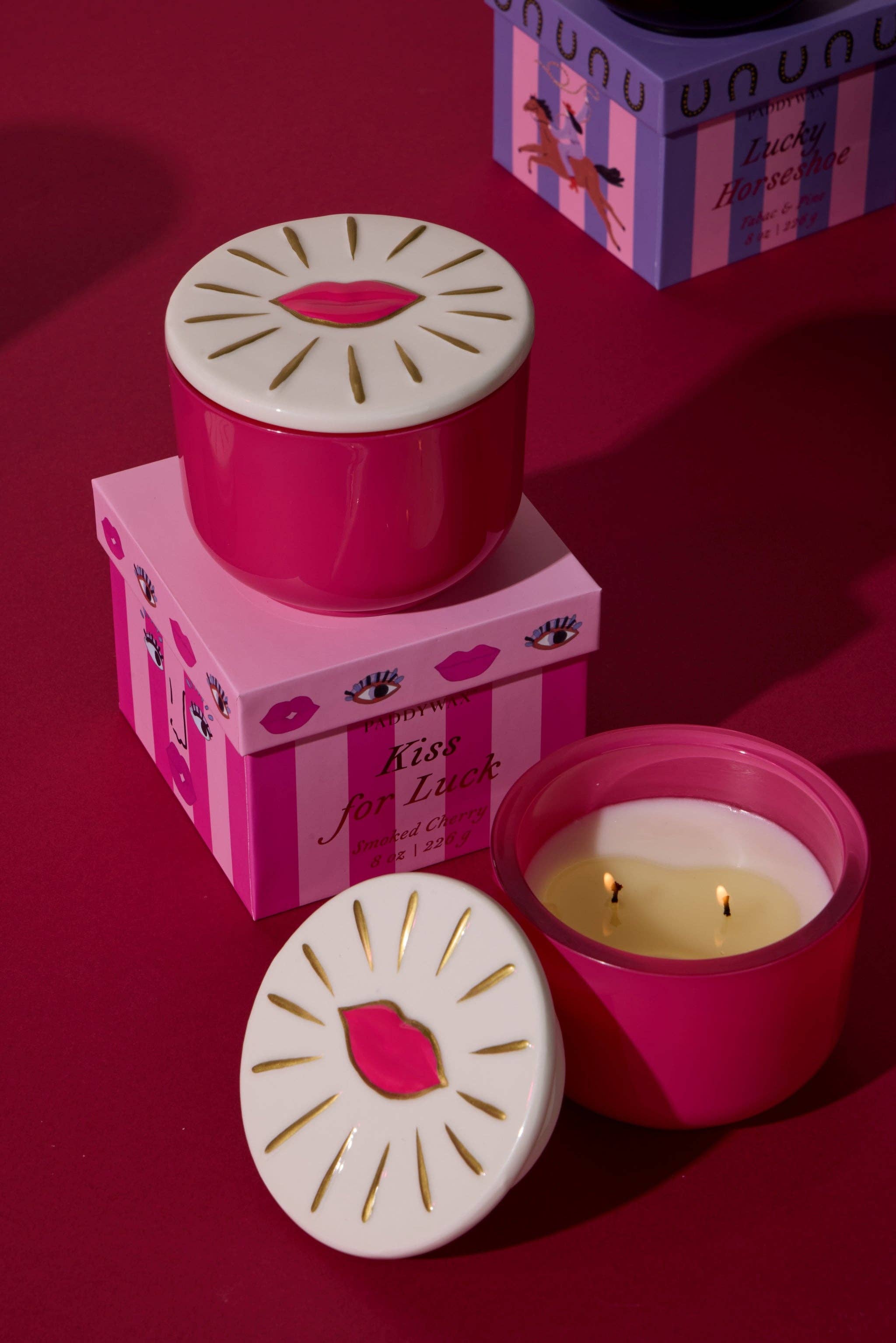 Paddywax Charmed Glass Candle Lips - Smoked Cherry