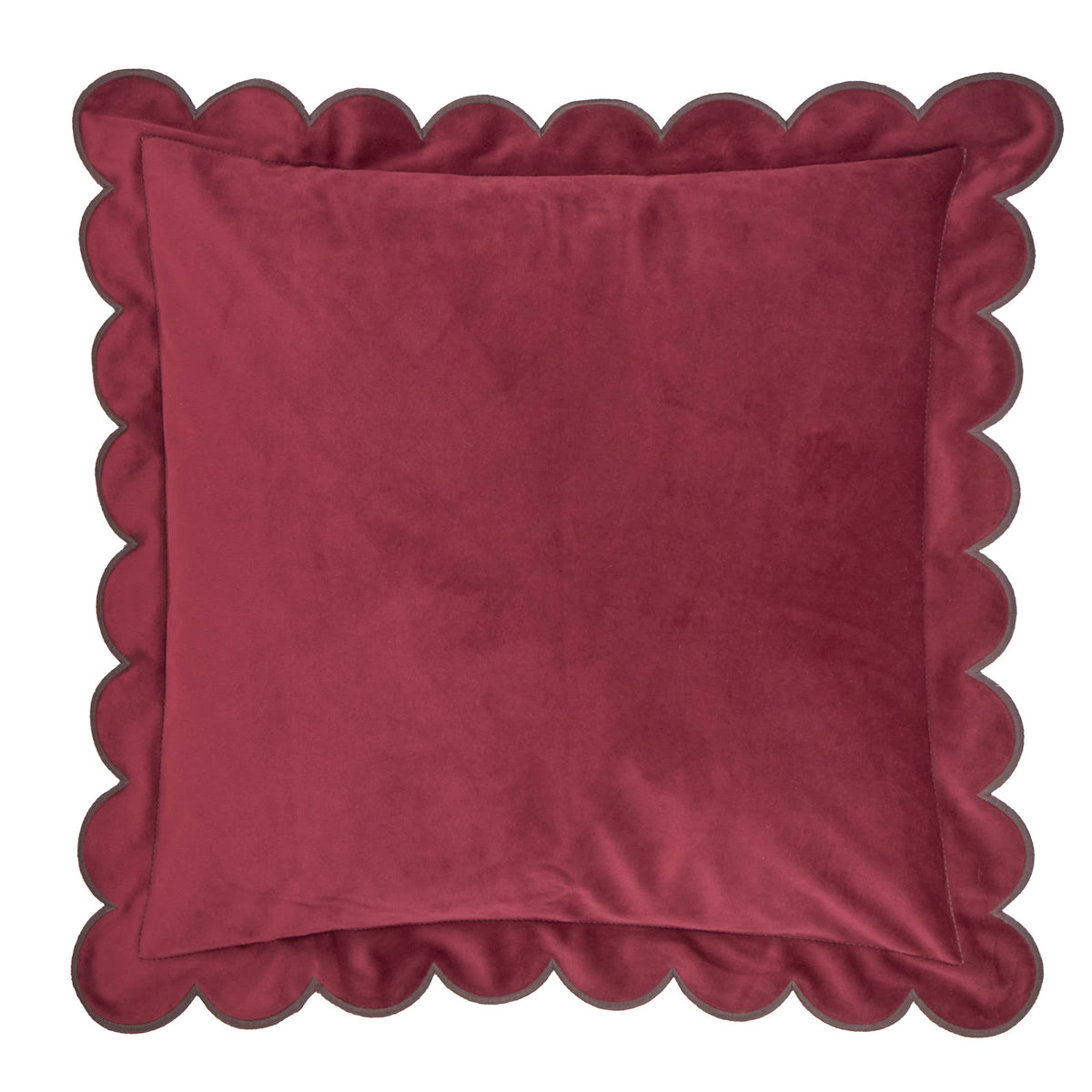Lil Scallop Velvet Cushion Burgundy/Chocolate: Burgundy/Chocolate / Cover Only / 45 x 45cm