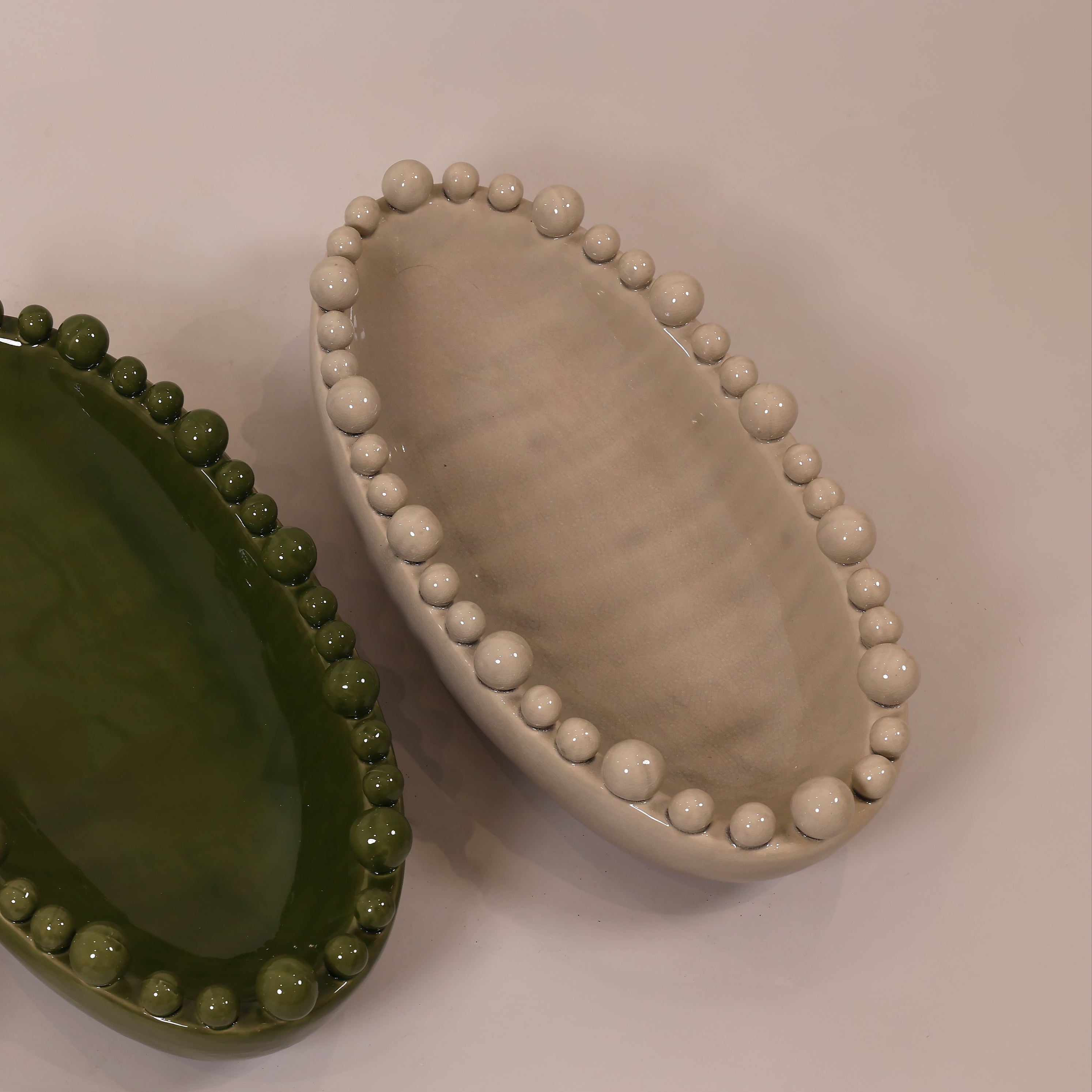 Grey Oval Ceramic Bobble Bowl