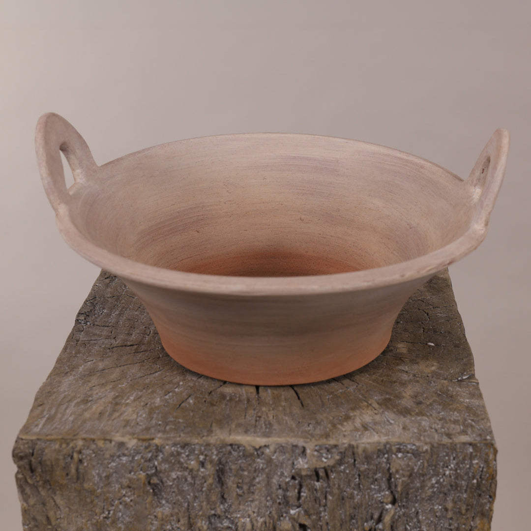 Distressed Pale Terracotta Bowl with Handles