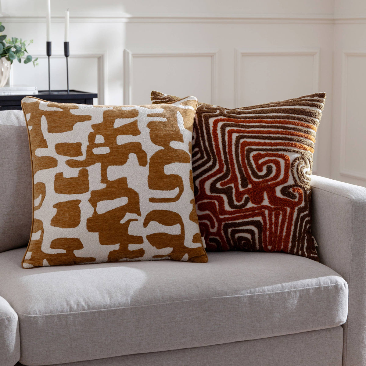 Caval Boucle Jacquard Cushion Bronze: Bronze / Feather Filled / 50 x 50cm