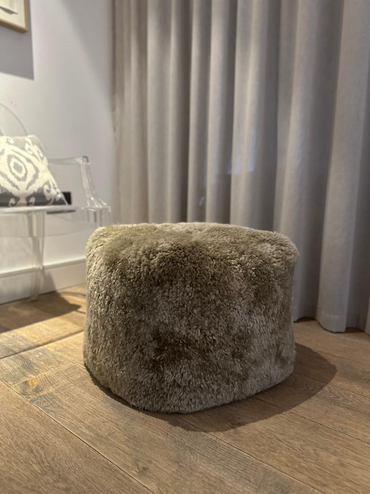 Taupe colour Sheepskin Pouffe