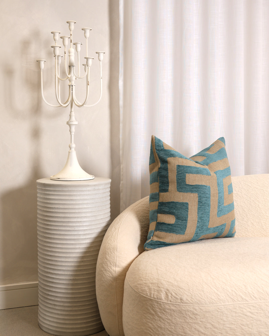 Teal Kuba Cay Cushion Cover