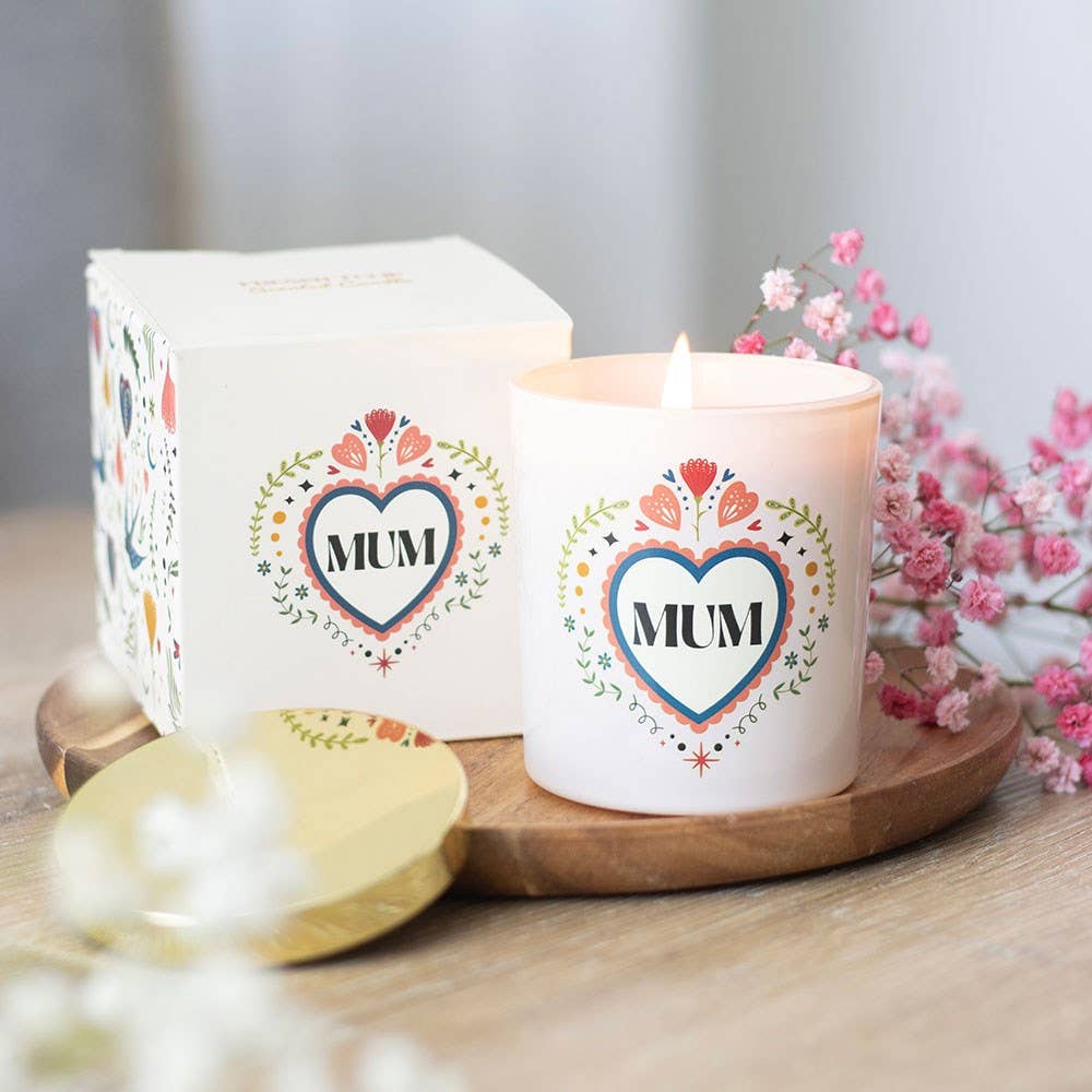 Mum Folk Heart French Tulip Mother's Day Candle