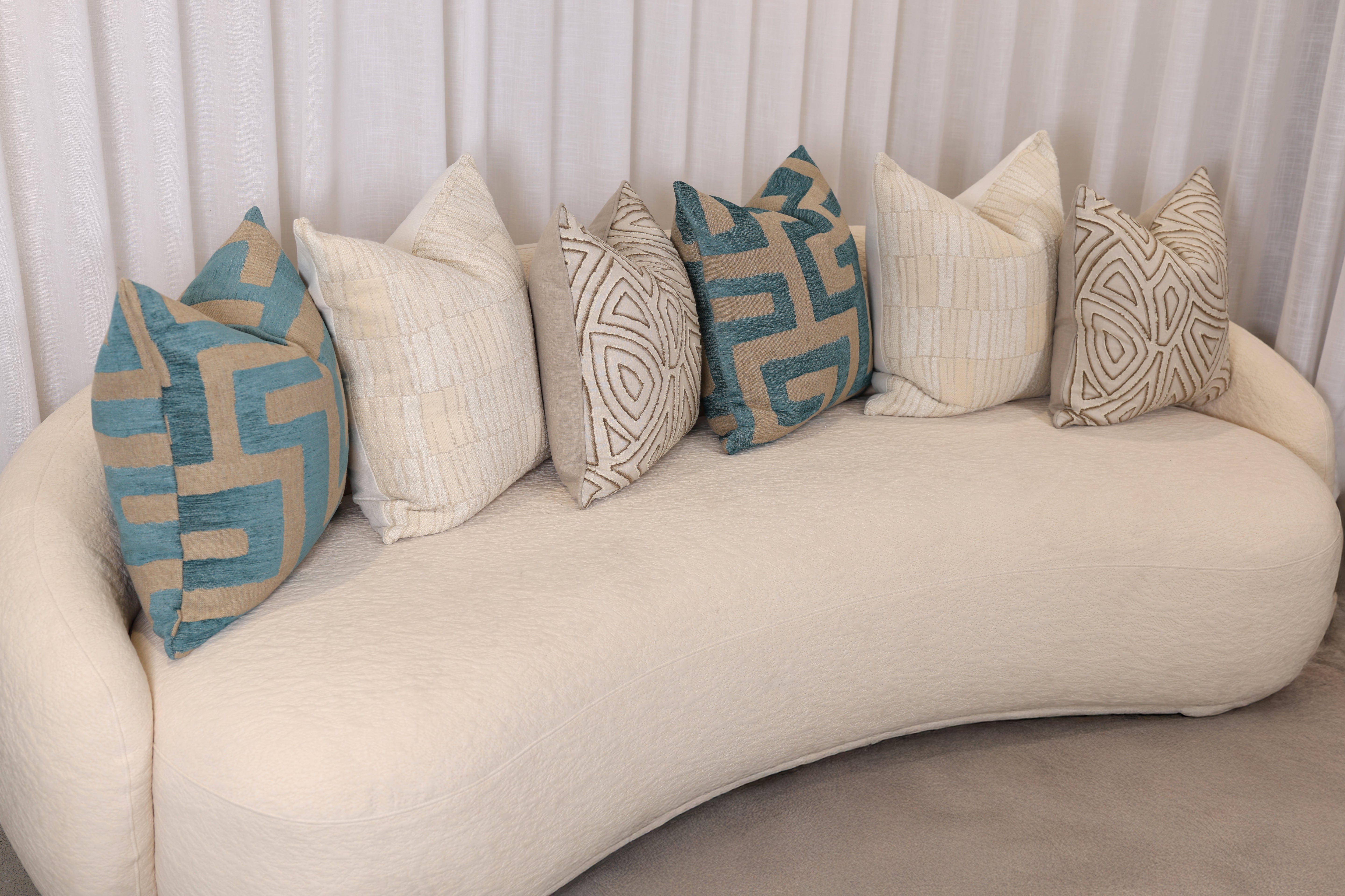 Teal Kuba Cay Cushion Cover
