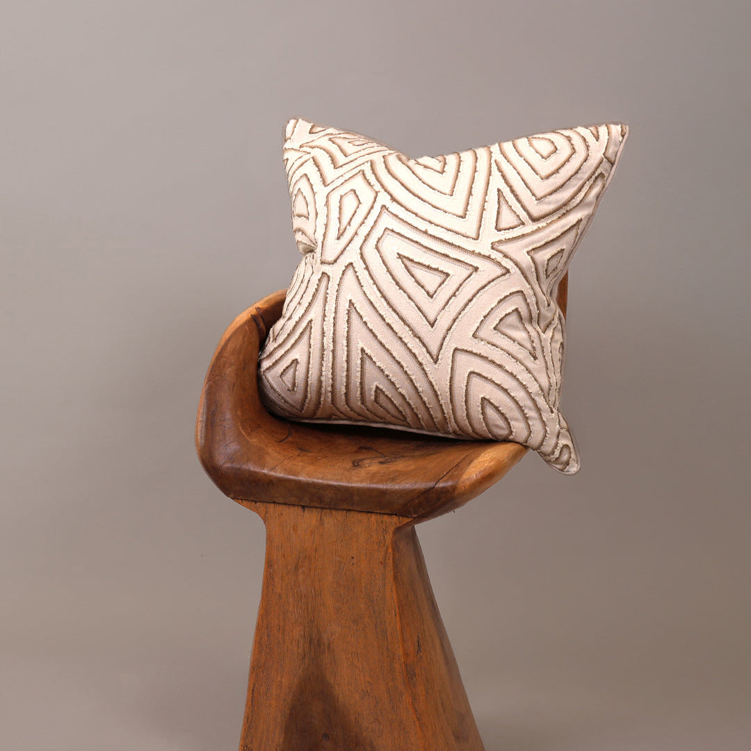 Boho Cream & Brown Abstract Cushion Cover
