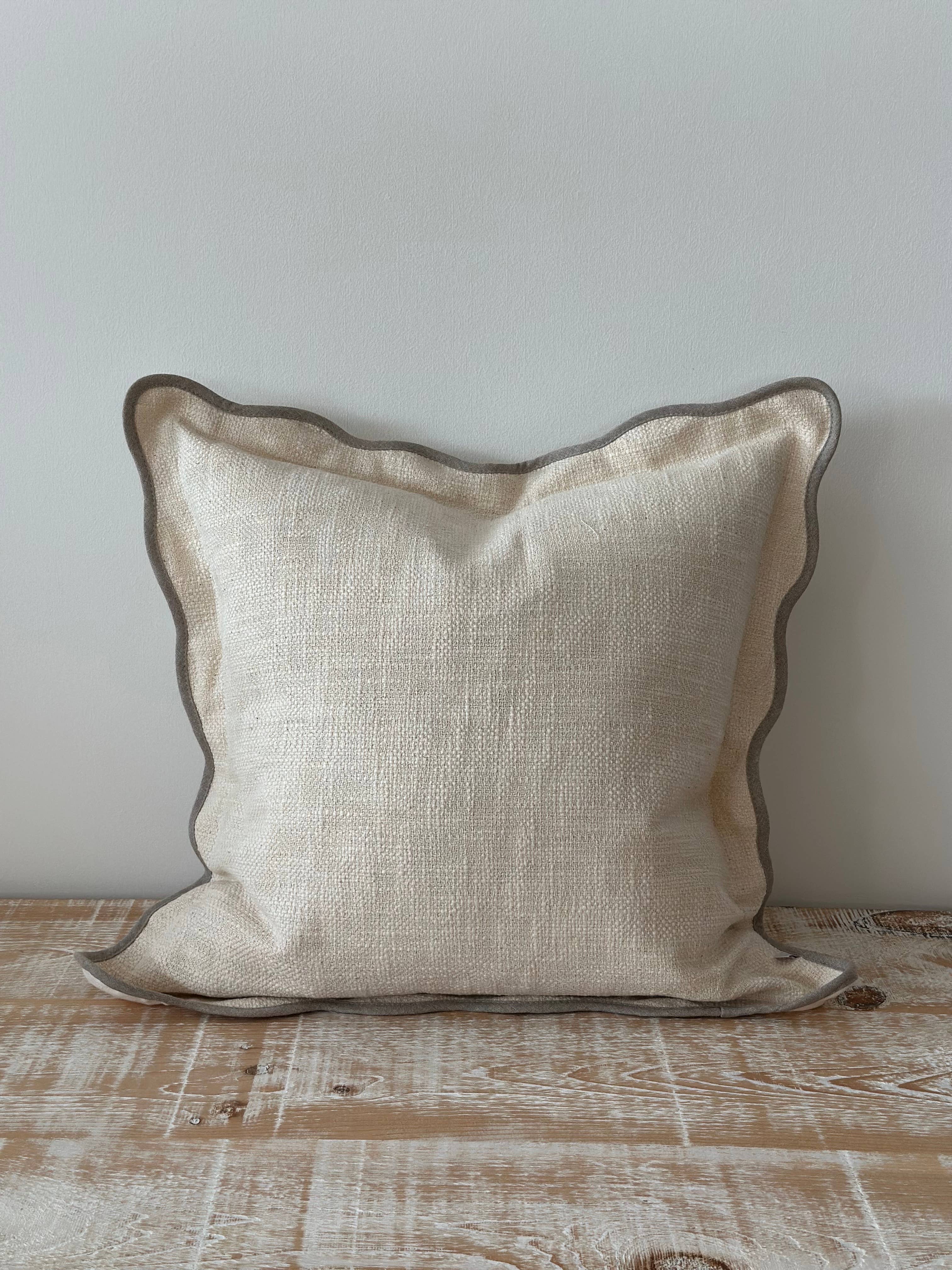 Chloe Cream & Greige Scalloped Edge Cushion Cover 65x65