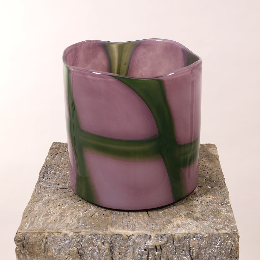 Large Green & Violet Coloured Glass Vases