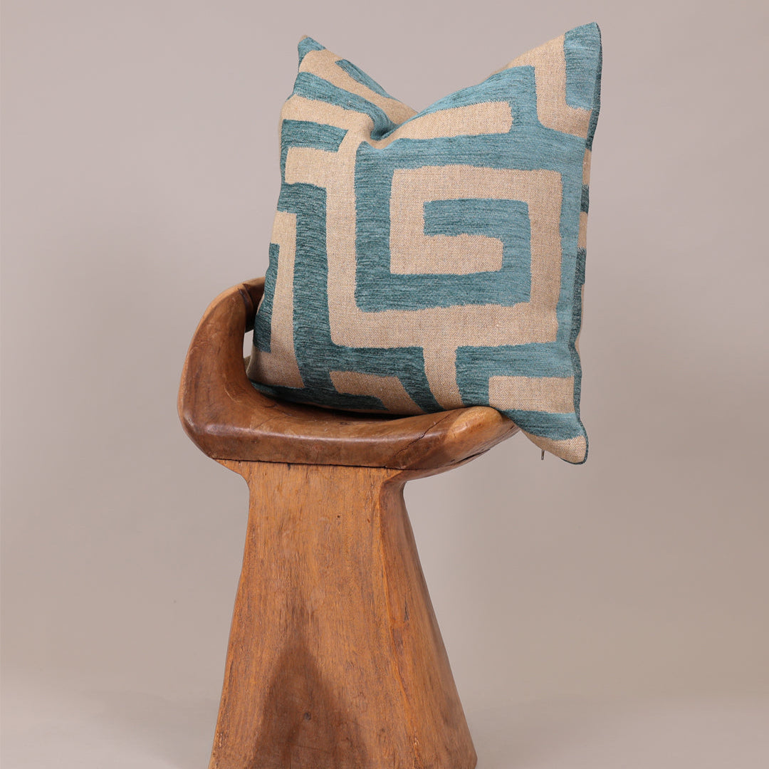 Teal Kuba Cay Cushion Cover