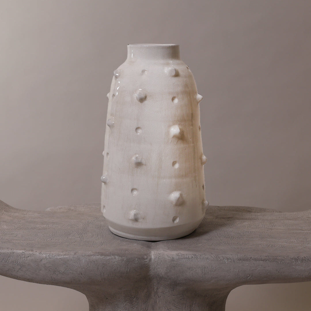 White distressed Textured Vase
