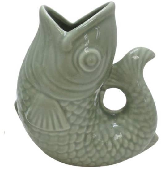 Sage Green Fish Vase, 14.7cm