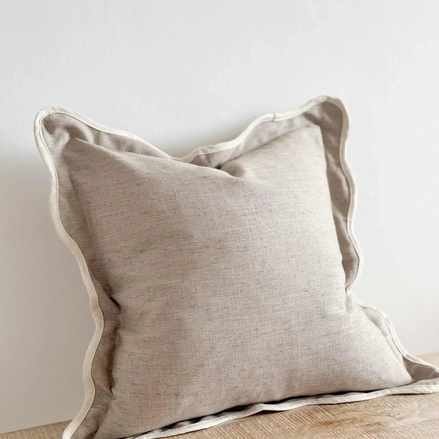 Chloe Greige Scalloped Edge Cushion Cover 65x65
