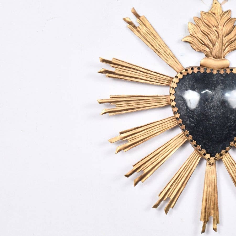 Lila Rasa"BLACK & GOLD SACRED HEART HANGING WALL DECOR 20X20 CM