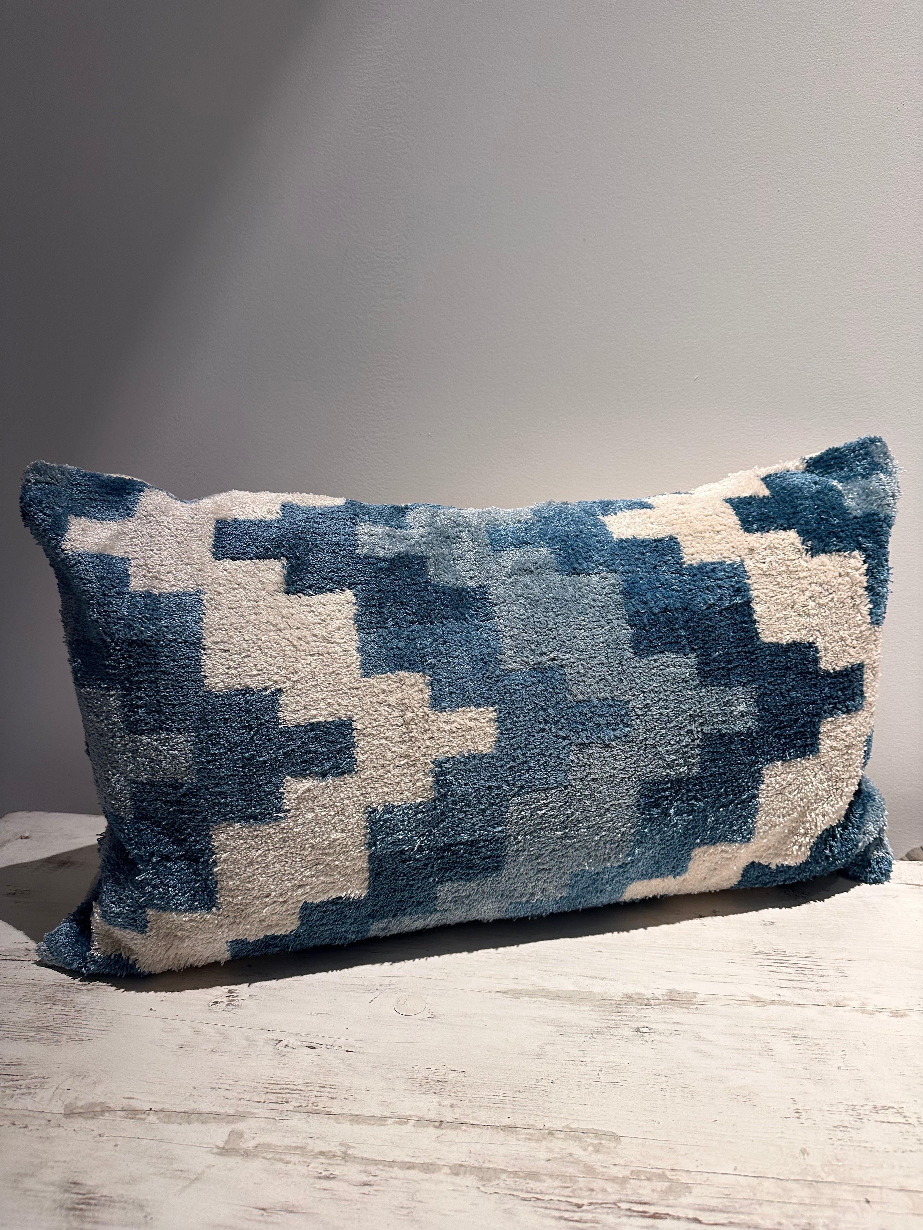 Blue Geo Textured Cushion